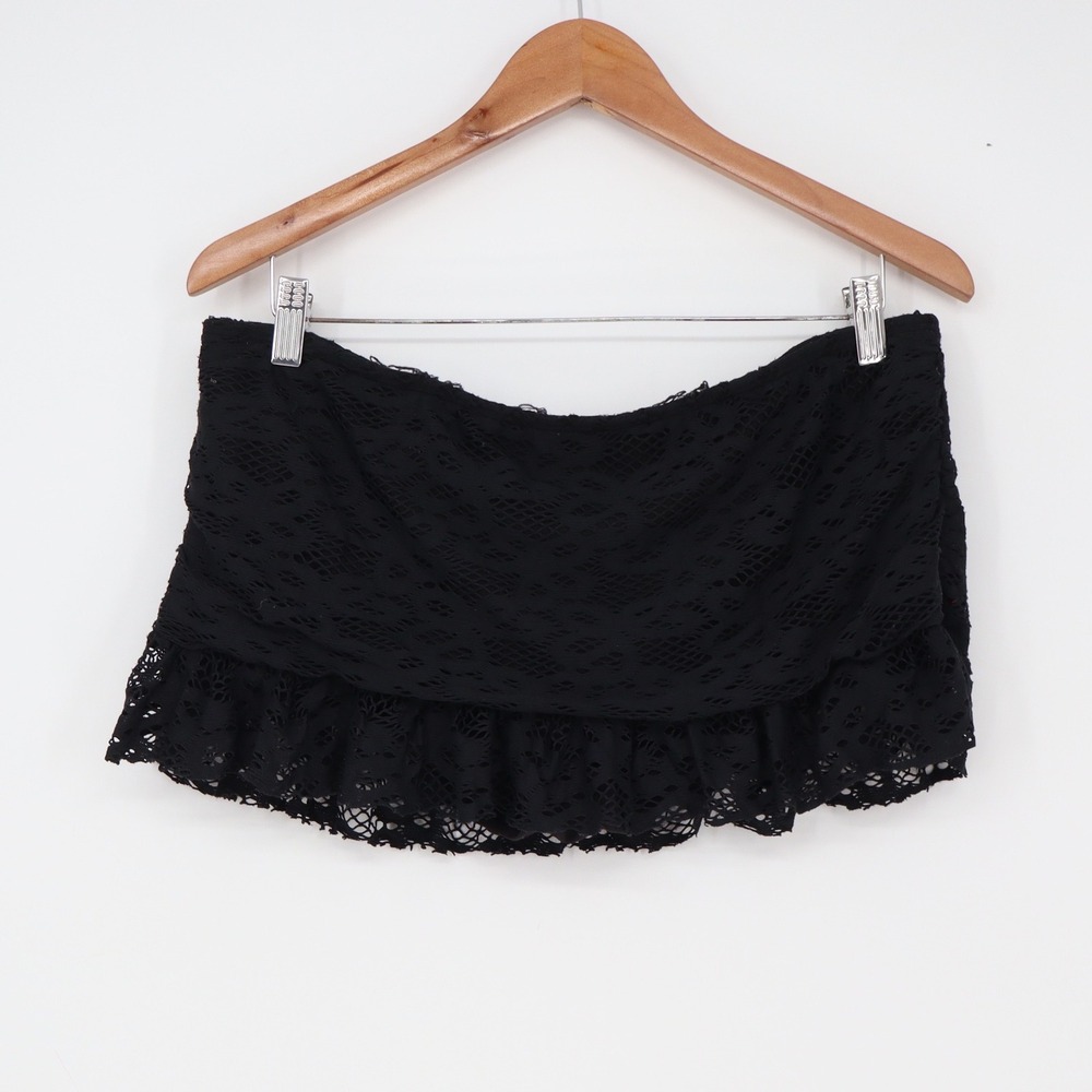 Kenneth Cole Reaction Swim Skirt Women's XL Black Lace Ruffle Excellent